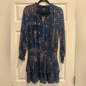 Current Air Geometric Navy and Tan Dress